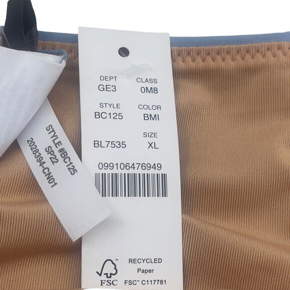 J‎ Crew Curved Waist Bikini Bottom Light Blue Cheeky Size XL BC125 New - Picture 3 of 5